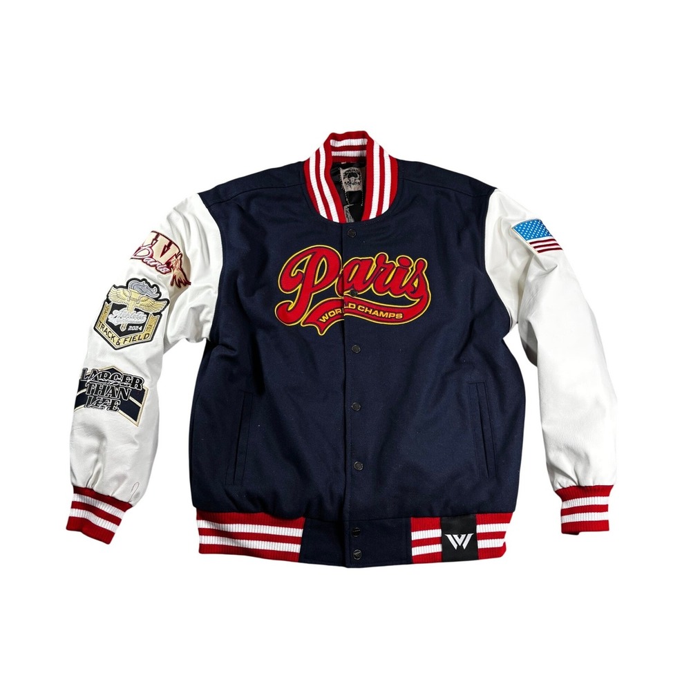 Watson Athletics Paris World Champs Varsity Jacket Navy White Mens Size Large